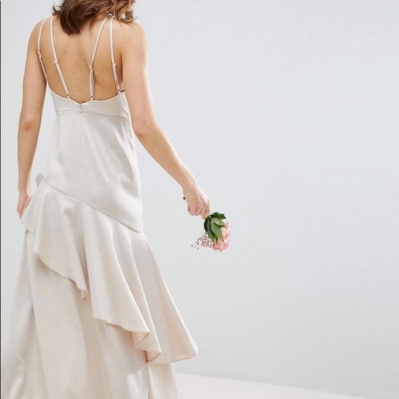 Satin Ruffle Hem Pinny Bodice Maxi by ASOS - Picture 8 of 8